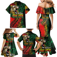 Aotearoa One Love Family Matching Mermaid Dress and Hawaiian Shirt Reggae Lion with Kakahu Huruhuru