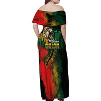 Aotearoa One Love Family Matching Off Shoulder Maxi Dress and Hawaiian Shirt Reggae Lion with Kakahu Huruhuru