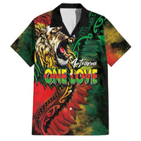 Aotearoa One Love Family Matching Puletasi and Hawaiian Shirt Reggae Lion with Kakahu Huruhuru