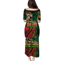 Aotearoa One Love Family Matching Puletasi and Hawaiian Shirt Reggae Lion with Kakahu Huruhuru