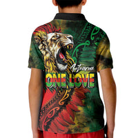 Aotearoa One Love Kid Polo Shirt Reggae Lion with Kakahu Huruhuru LT03 - Polynesian Pride