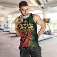 Aotearoa One Love Men Tank Top Reggae Lion with Kakahu Huruhuru LT03 Black - Polynesian Pride