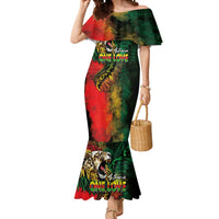 Aotearoa One Love Mermaid Dress Reggae Lion with Kakahu Huruhuru LT03 Women Black - Polynesian Pride