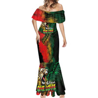 Aotearoa One Love Mermaid Dress Reggae Lion with Kakahu Huruhuru LT03 - Polynesian Pride