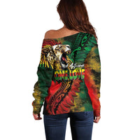 Aotearoa One Love Off Shoulder Sweater Reggae Lion with Kakahu Huruhuru LT03 - Polynesian Pride