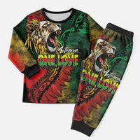 Aotearoa One Love Christmas Pajama Set Reggae Lion with Kakahu Huruhuru LT03 Men Black - Polynesian Pride