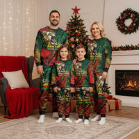 Aotearoa One Love Christmas Pajama Set Reggae Lion with Kakahu Huruhuru LT03 - Polynesian Pride