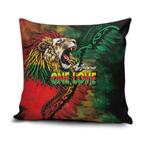 Aotearoa One Love Pillow Cover Reggae Lion with Kakahu Huruhuru LT03 Black - Polynesian Pride