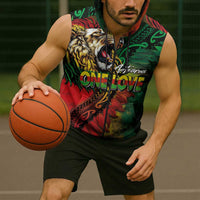 Aotearoa One Love Sleeveless Zip Hoodie Reggae Lion with Kakahu Huruhuru LT03 - Polynesian Pride