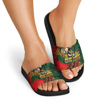 Aotearoa One Love Slide Sandals Reggae Lion with Kakahu Huruhuru LT03 - Polynesian Pride