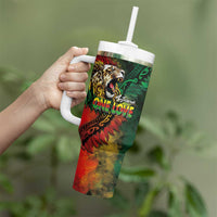 Aotearoa One Love Tumbler With Handle Reggae Lion with Kakahu Huruhuru LT03 - Polynesian Pride
