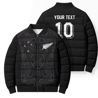 Custom Aotearoa Rugby Bomber Puffer Jacket Fern Blacks-Traditional Maori Motifs Design LT03 - Polynesian Pride