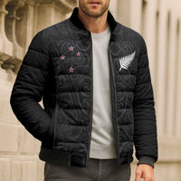 Custom Aotearoa Rugby Bomber Puffer Jacket Fern Blacks-Traditional Maori Motifs Design LT03 - Polynesian Pride