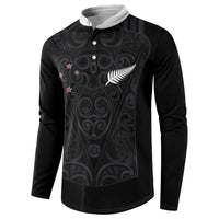Custom Aotearoa Rugby Button Sweatshirt Fern Blacks-Traditional Maori Motifs Design LT03 - Polynesian Pride