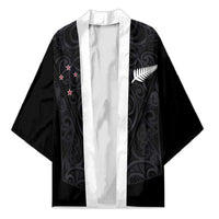 Custom Aotearoa Rugby Kimono Fern Blacks-Traditional Maori Motifs Design LT03 Unisex Black - Polynesian Pride