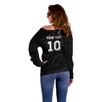 Custom Aotearoa Rugby Off Shoulder Sweater Fern Blacks-Traditional Maori Motifs Design LT03 - Polynesian Pride