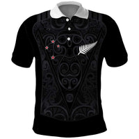 Custom Aotearoa Rugby Polo Shirt Fern Blacks-Traditional Maori Motifs Design LT03 Black - Polynesian Pride