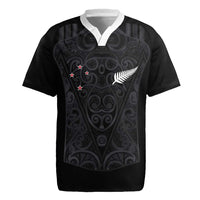 Custom Aotearoa Rugby Rugby Jersey Fern Blacks-Traditional Maori Motifs Design LT03 Black - Polynesian Pride