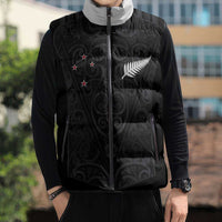 Custom Aotearoa Rugby Sleeveless Puffer Jacket Fern Blacks-Traditional Maori Motifs Design LT03 - Polynesian Pride