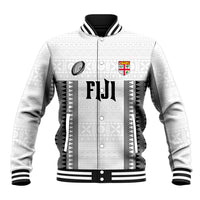 Fiji Rugby Warriors Baseball Jacket Masi Tribal Pattern Go Champion 2024 LT03 Unisex White - Polynesian Pride