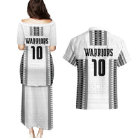 Fiji Rugby Warriors Couples Matching Puletasi and Hawaiian Shirt Masi Tribal Pattern Go Champion 2024
