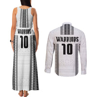 Fiji Rugby Warriors Couples Matching Tank Maxi Dress and Long Sleeve Button Shirt Masi Tribal Pattern Go Champion 2024