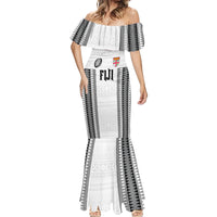 Fiji Rugby Warriors Mermaid Dress Masi Tribal Pattern Go Champion 2024 LT03 - Polynesian Pride