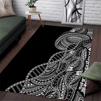 Samoan DNA Art Tattoo Area Rug Polynesian Pattern Black Color