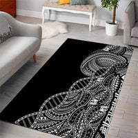 Samoan DNA Art Tattoo Area Rug Polynesian Pattern Black Color