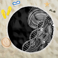 Samoan DNA Art Tattoo Beach Blanket Polynesian Pattern Black Color LT03 One Size 150cm Black - Polynesian Pride