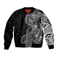 Samoan DNA Art Tattoo Bomber Jacket Polynesian Pattern Black Color LT03 Unisex Black - Polynesian Pride
