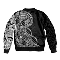 Samoan DNA Art Tattoo Bomber Jacket Polynesian Pattern Black Color LT03 - Polynesian Pride