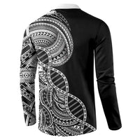 Samoan DNA Art Tattoo Button Sweatshirt Polynesian Pattern Black Color LT03 - Polynesian Pride