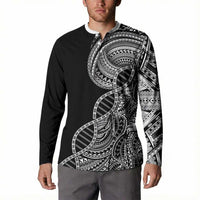 Samoan DNA Art Tattoo Button Sweatshirt Polynesian Pattern Black Color LT03 - Polynesian Pride