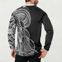 Samoan DNA Art Tattoo Button Sweatshirt Polynesian Pattern Black Color LT03 - Polynesian Pride