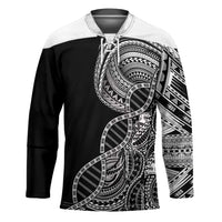 Samoan DNA Art Tattoo Hockey Jersey Polynesian Pattern Black Color LT03 Unisex Black - Polynesian Pride