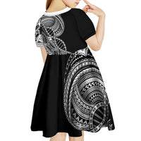 Samoan DNA Art Tattoo Kid Short Sleeve Dress Polynesian Pattern Black Color LT03 - Polynesian Pride