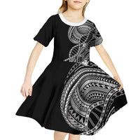 Samoan DNA Art Tattoo Kid Short Sleeve Dress Polynesian Pattern Black Color LT03 - Polynesian Pride