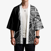 Samoan DNA Art Tattoo Kimono Polynesian Pattern Black Color