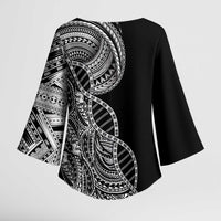 Samoan DNA Art Tattoo Kimono Sleeve Blouse Polynesian Pattern Black Color LT03 - Polynesian Pride