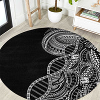 Samoan DNA Art Tattoo Round Carpet Polynesian Pattern Black Color LT03 Black - Polynesian Pride