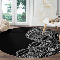 Samoan DNA Art Tattoo Round Carpet Polynesian Pattern Black Color LT03 - Polynesian Pride