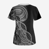 Samoan DNA Art Tattoo Scrub Top Polynesian Pattern Black Color LT03 - Polynesian Pride