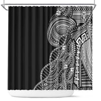 Samoan DNA Art Tattoo Shower Curtain Polynesian Pattern Black Color LT03 Black - Polynesian Pride