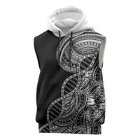 Samoan DNA Art Tattoo Sleeveless Hoodie Polynesian Pattern Black Color LT03 Black - Polynesian Pride