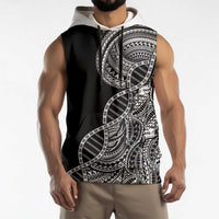 Samoan DNA Art Tattoo Sleeveless Hoodie Polynesian Pattern Black Color LT03 - Polynesian Pride