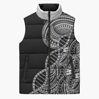 Samoan DNA Art Tattoo Sleeveless Puffer Jacket Polynesian Pattern Black Color LT03 Unisex Black - Polynesian Pride