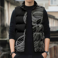 Samoan DNA Art Tattoo Sleeveless Puffer Jacket Polynesian Pattern Black Color LT03 - Polynesian Pride