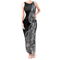 Samoan DNA Art Tattoo Tank Maxi Dress Polynesian Pattern Black Color LT03 Women Black - Polynesian Pride