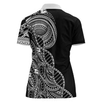 Samoan DNA Art Tattoo Women Polo Shirt Polynesian Pattern Black Color LT03 - Polynesian Pride